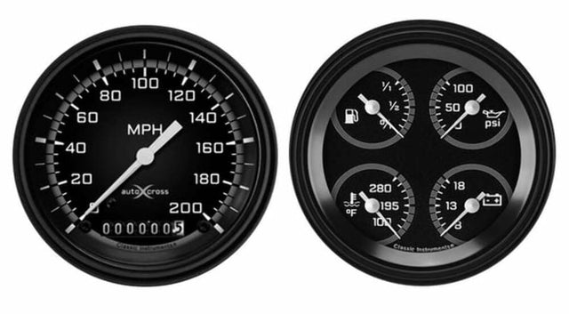 Classic Instruments analog dash gauge set black