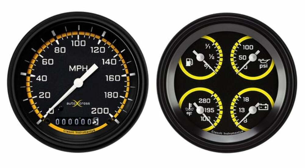 Classic Instruments analog dash gauge set black
