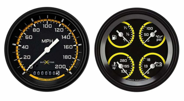 Classic Instruments analog dash gauge set black