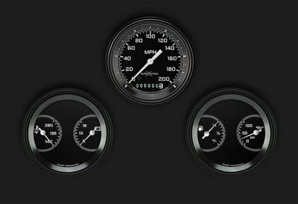 AutoCross Gray Three Gauge Set AX04GBLF