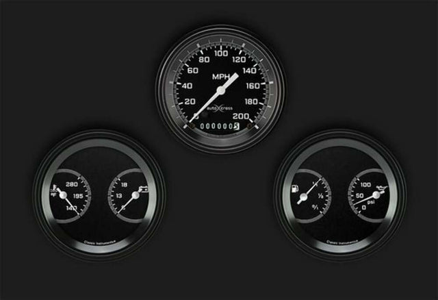 AutoCross Gray Three Gauge Set AX04GBLF