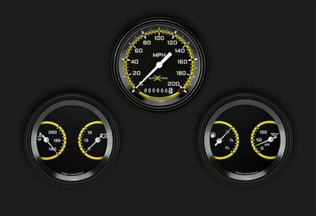AutoCross Yellow Three Gauge Set AX04YBLF