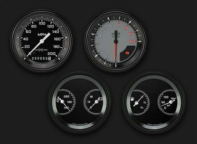 AutoCross Gray Four Gauge Set AX05GBLF