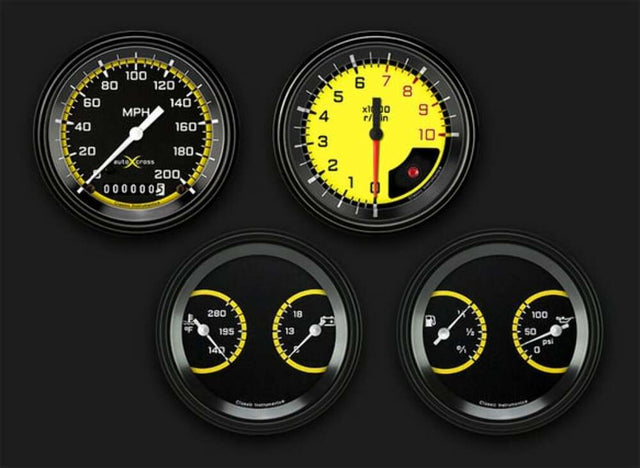 AutoCross Yellow Four Gauge Set AX05YBLF