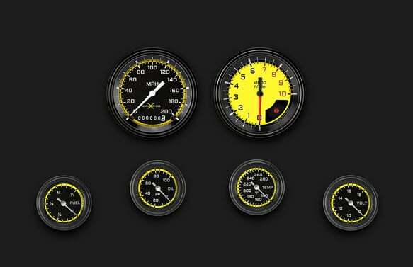 AutoCross Yellow Six Gauge Set 101 AX101YBLF