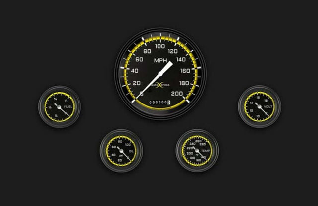 t AutoCross Yellow Five Gauge Set 154 AX154YBLF Classic Instruments