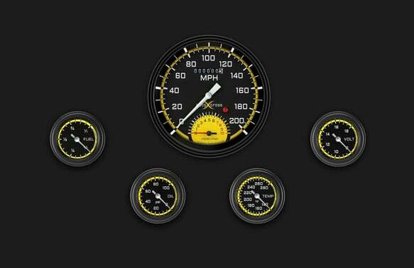 AutoCross Yellow Five Gauge Set 165 AX165YBLF