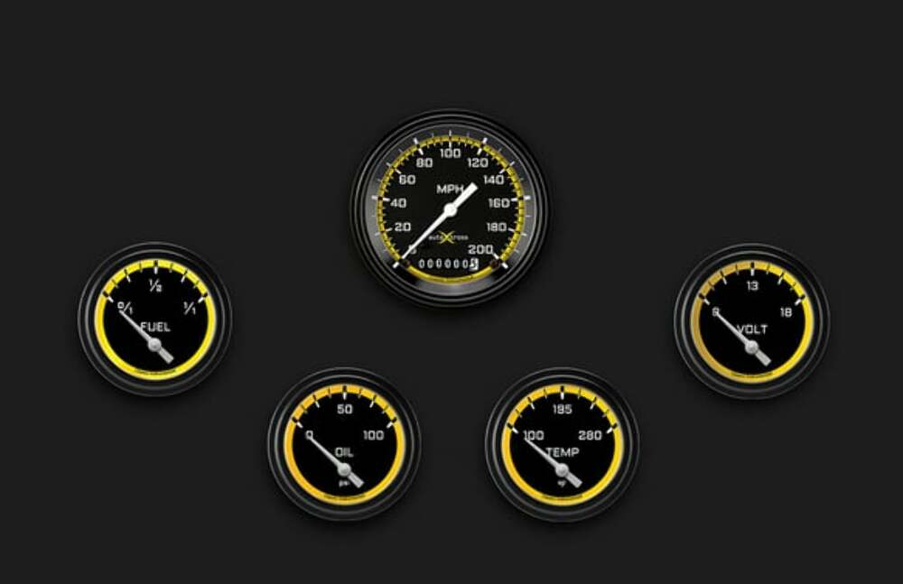 AutoCross Yellow Five Gauge Set 200 AX200YBLF
