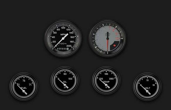 AutoCross Gray Six Gauge Set 201 AX201GBLF
