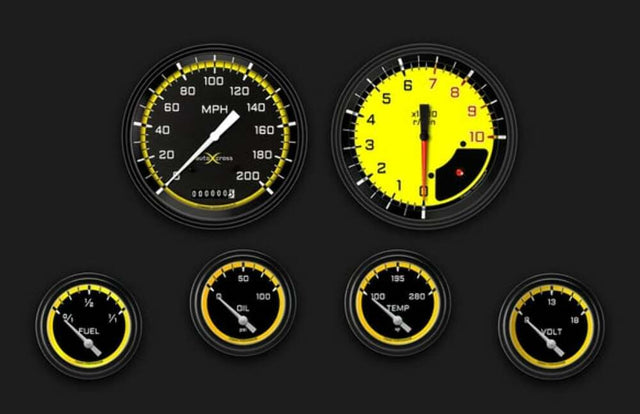 AutoCross Yellow Six Gauge Set 251 AX251YBLF