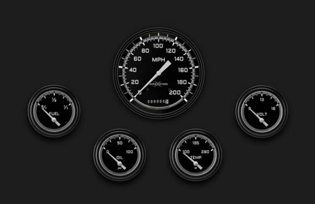 AutoCross Gray Five Gauge Set 254 AX254GBLF