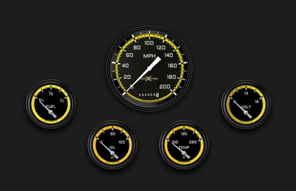 AutoCross Yellow Five Gauge Set 254 AX254YBLF