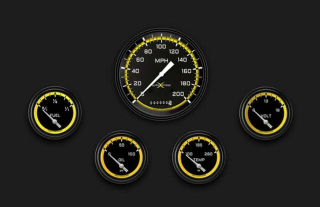 AutoCross Yellow Five Gauge Set 254 AX254YBLF