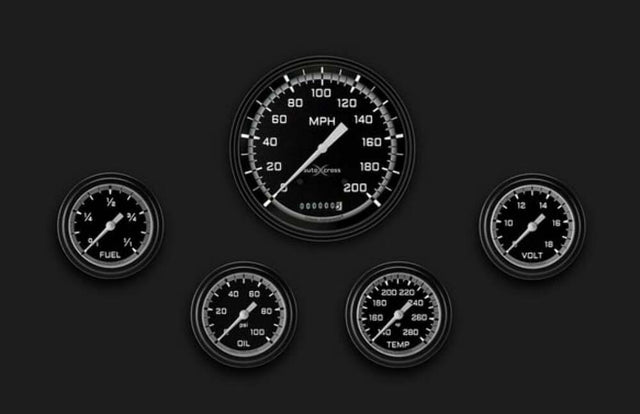 AutoCross Gray Five Gauge Set 354 AX354GBLF