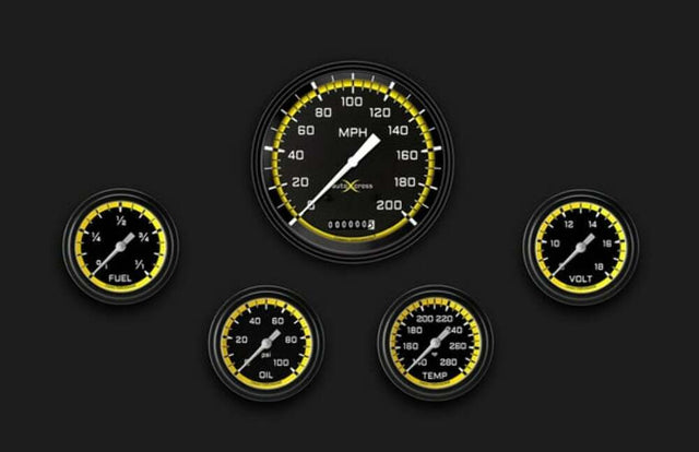 AutoCross Yellow Five Gauge Set 354 AX354YBLF