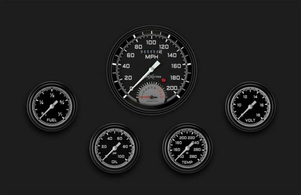 AutoCross Gray Five Gauge Set 365 AX365GBLF