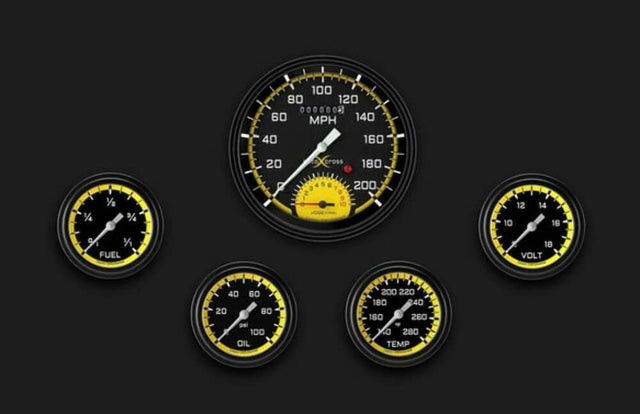 AutoCross Yellow Five Gauge Set 365 AX365YBLF