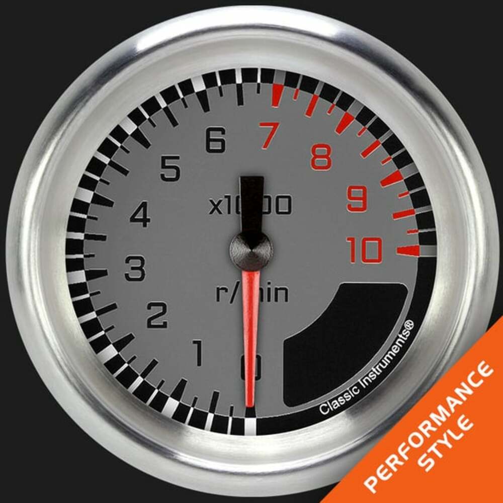 Classic Instruments AutoCross Gray 2 5/8" Tachometer AX383GAPF