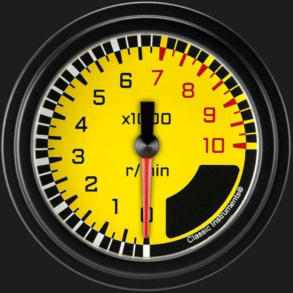 Classic Instruments AutoCross Yellow 2 5/8" Tachometer AX383YBLF