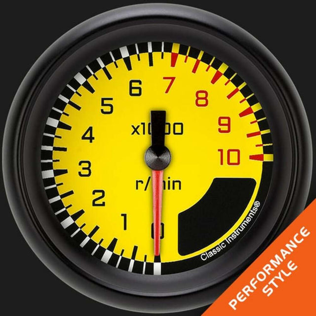 Classic Instruments AutoCross Yellow 2 5/8" Tachometer AX383YBPF