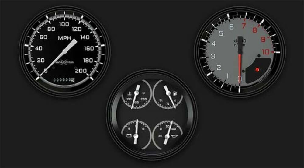 t AutoCross Gray Three Gauge Set AX53GBLF Classic Instruments