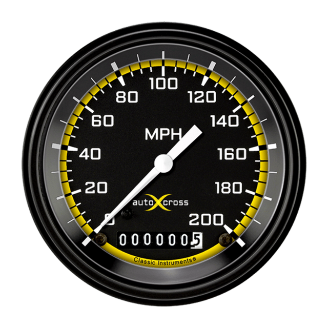t AutoCross Yellow 3 3/8" Speedometer AX57YBLF Classic Instruments