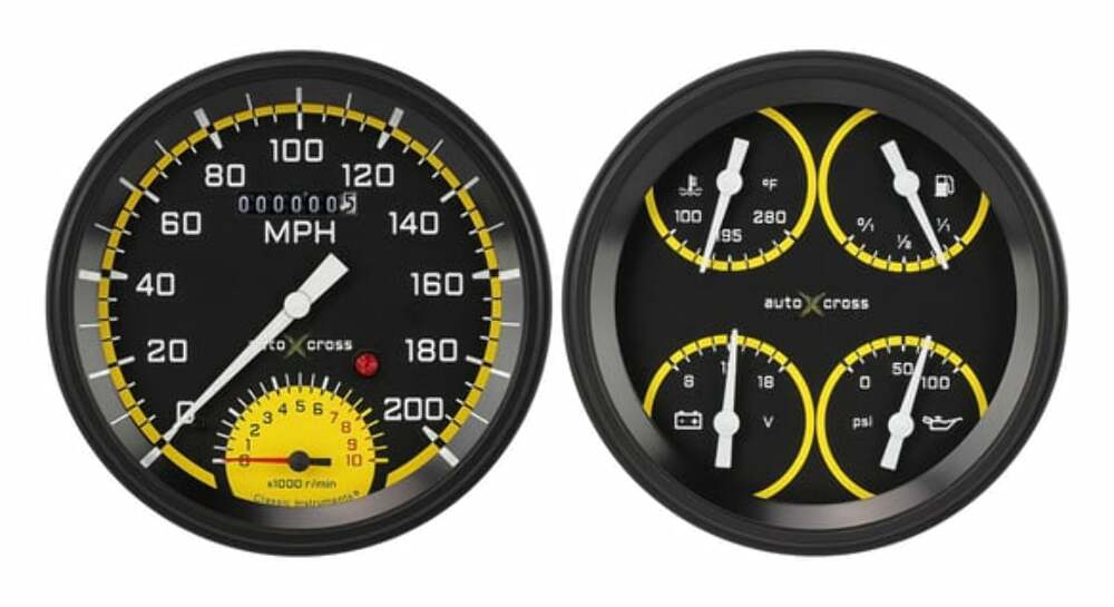 t AutoCross Yellow Two Gauge Set AX62YBLF Classic Instruments