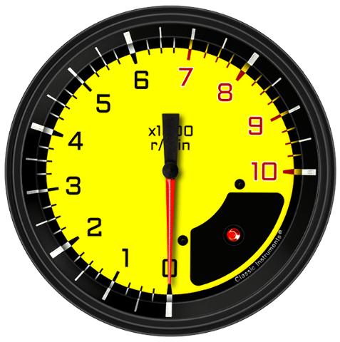 AutoCross Yellow 4 5/8" Tachometer AX71YBLF