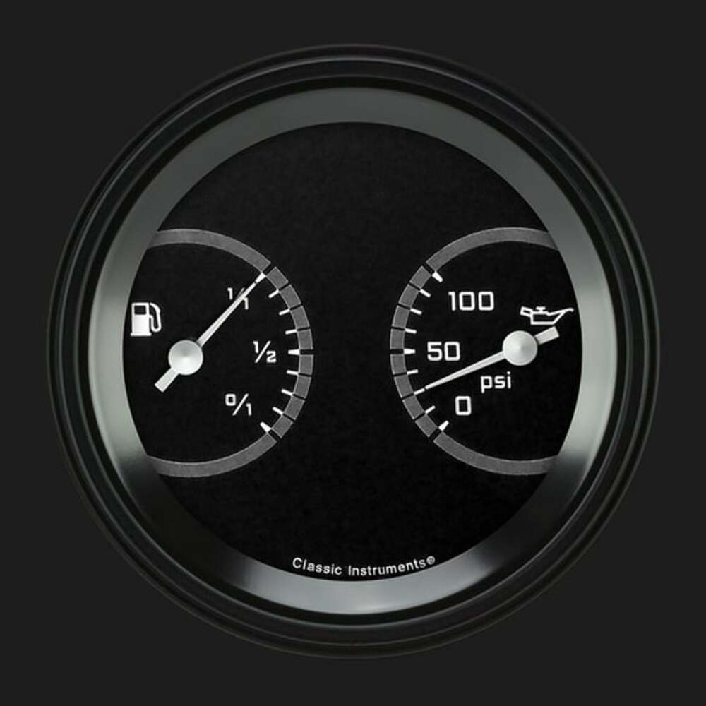 t AutoCross Gray 3 3/8" Fuel & Oil Dual AX72GBLF Classic Instruments