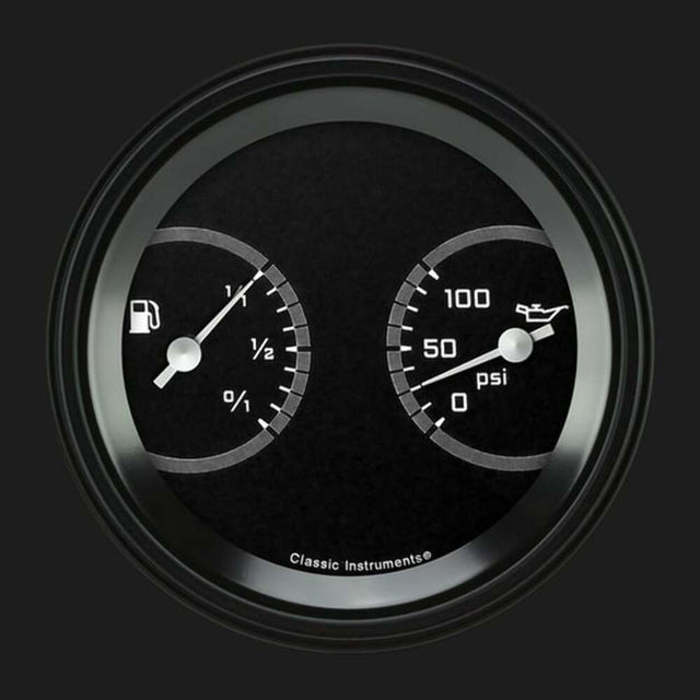 t AutoCross Gray 3 3/8" Fuel & Oil Dual AX72GBLF Classic Instruments