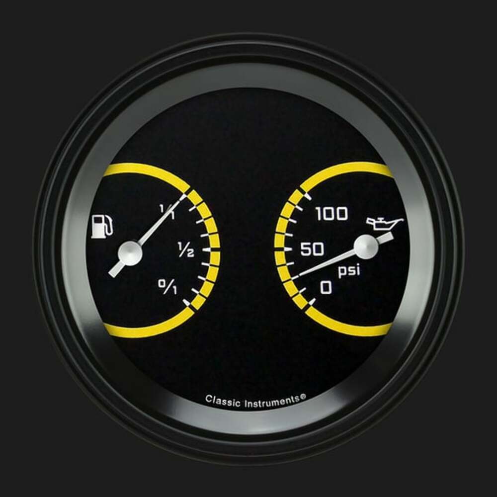 t AutoCross Yellow 3 3/8" Fuel & Oil Dual AX72YBLF Classic Instruments