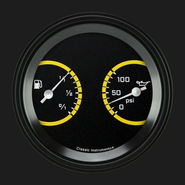 t AutoCross Yellow 3 3/8" Fuel & Oil Dual AX72YBLF Classic Instruments