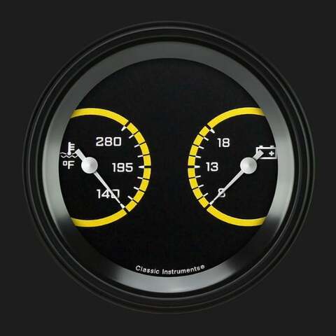 AutoCross Yellow 3 3/8" Temp & Volt Dual AX74YBLF