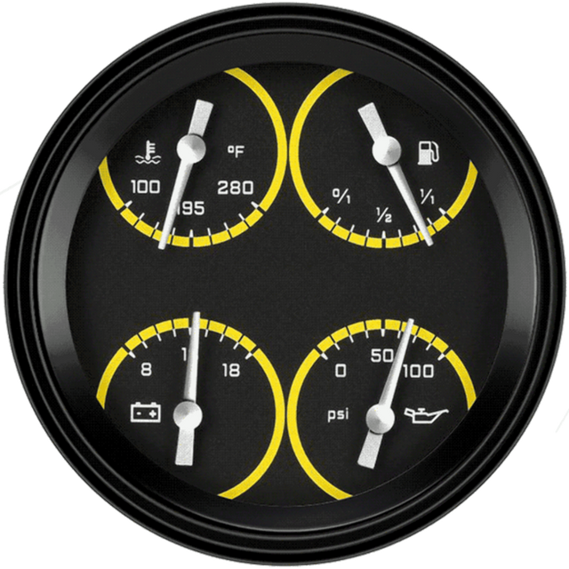 t AutoCross Yellow 4 5/8" Quad AX78YBLF Classic Instruments