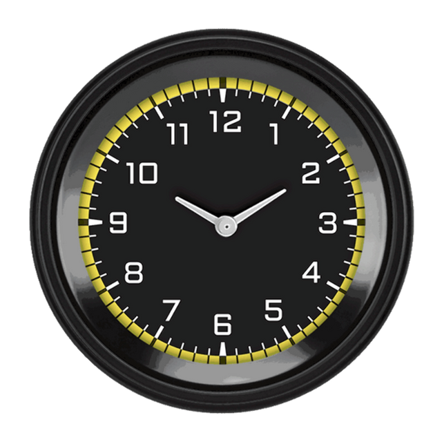 AutoCross Yellow 3 3/8" Clock AX93YBLF