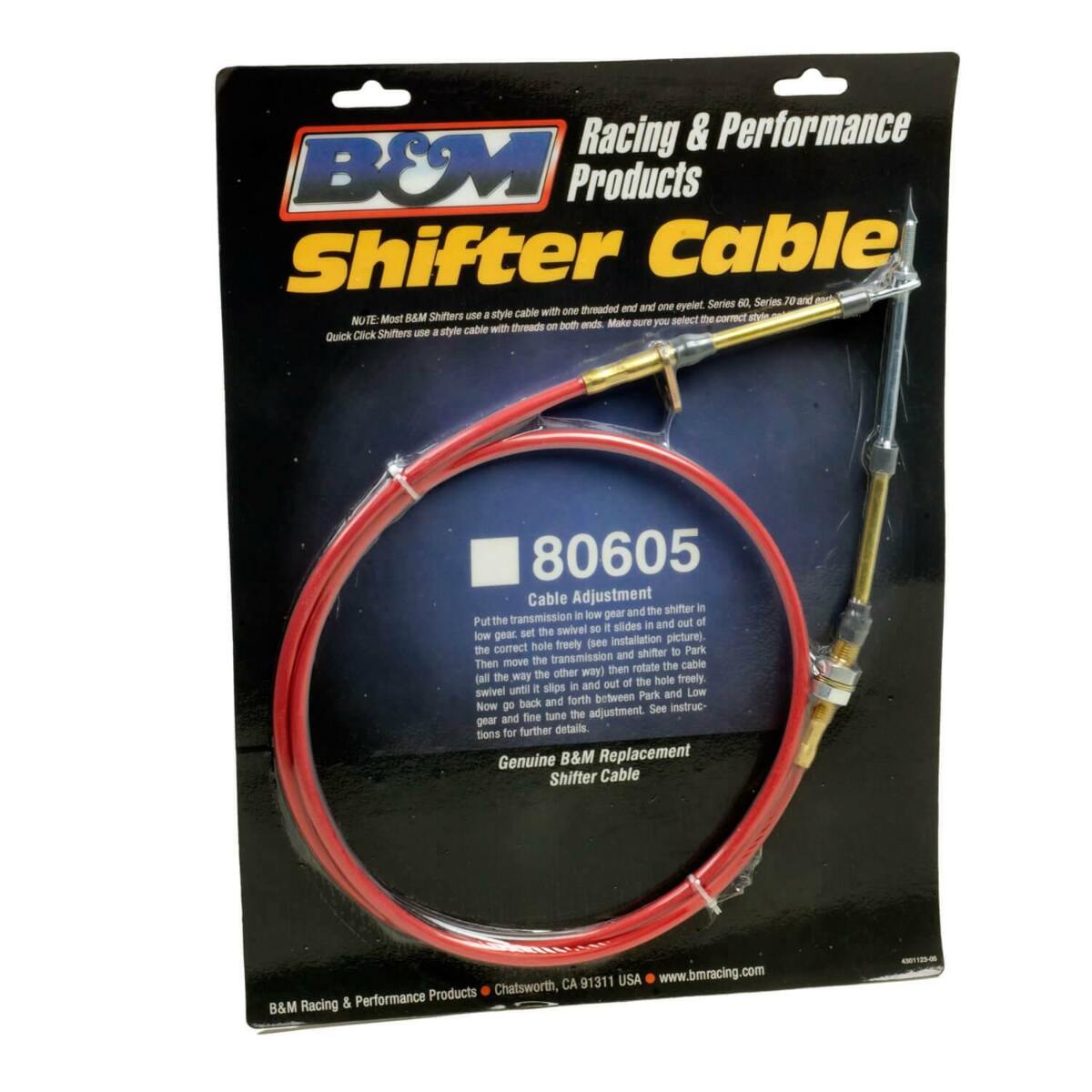 B & M 80605 Automatic Transmission Shifter Shift Cable w/ Eyelet End 5'