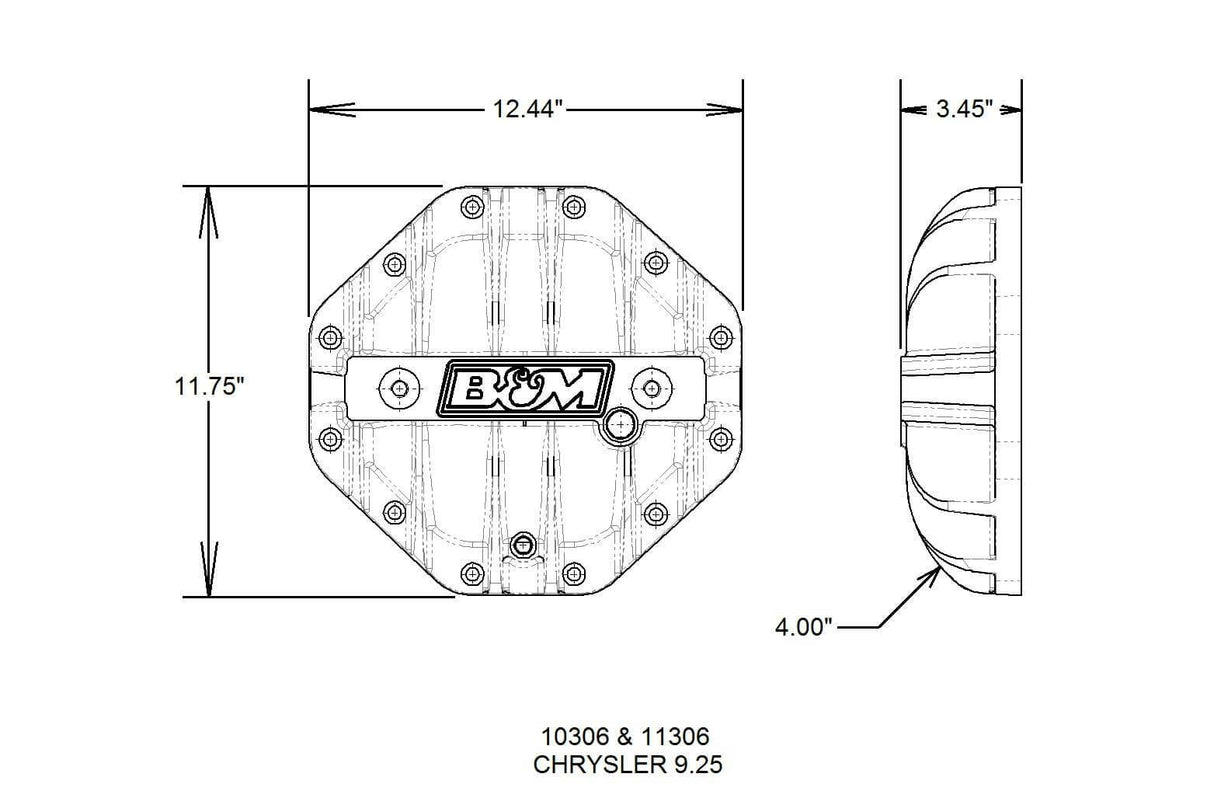 Hi-Tek Aluminum Differential Cover for Chrysler 9.25-inch - Black aluminum black anodized