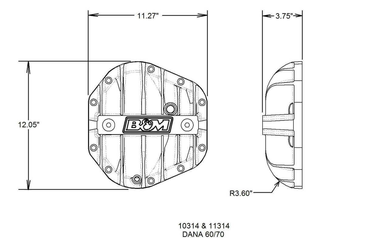 t B&M Hi-Tek Aluminum Differential Cover for Dana 60/70 - Black - 11314 B&M