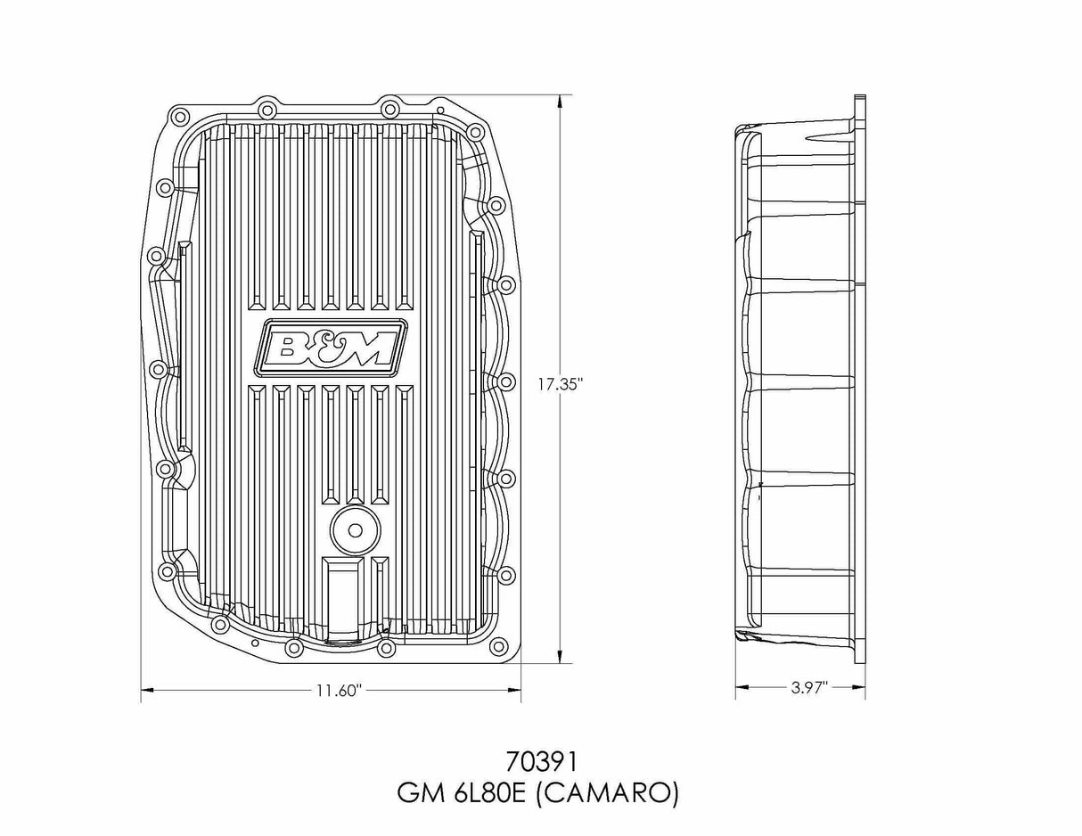 t B&M Hi-Tek Deep Trans Pan for GM 6L80E (Camaro) Transmission - 70391 B&M