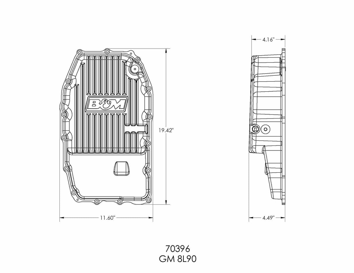 Hi-Tek Deep Trans Pan for GM 8L90E (Truck) Transmissions aluminum