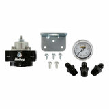 Holley Billet Bypass Fuel Pressure Regulator Kit 4.5-9 Psi W/Fittings & Gauge-12-840KIT black aluminum