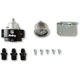 Holley Billet Bypass Fuel Pressure Regulator Kit 4.5-9 Psi W/Fittings & Gauge-12-841KIT black aluminum