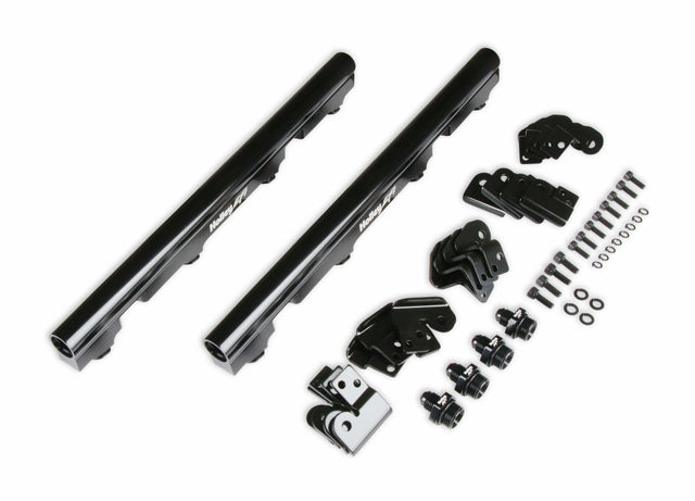 Holley EFI BILLET FUEL RAILS KIT - OE TRUCK LS INTAKES - 534-244 black aluminum