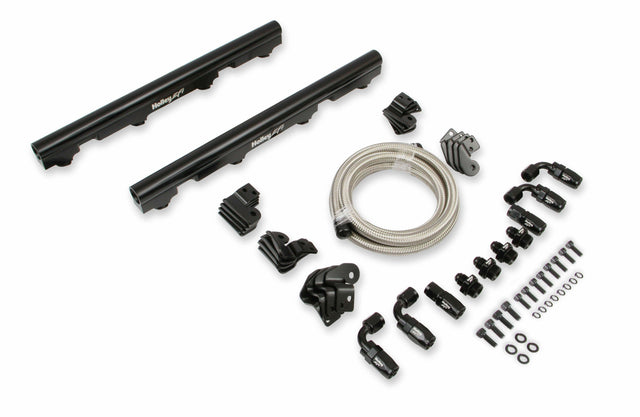 Holley EFI BILLET FUEL RAILS KIT - OE TRUCK LS INTAKES - 534-245 black aluminum