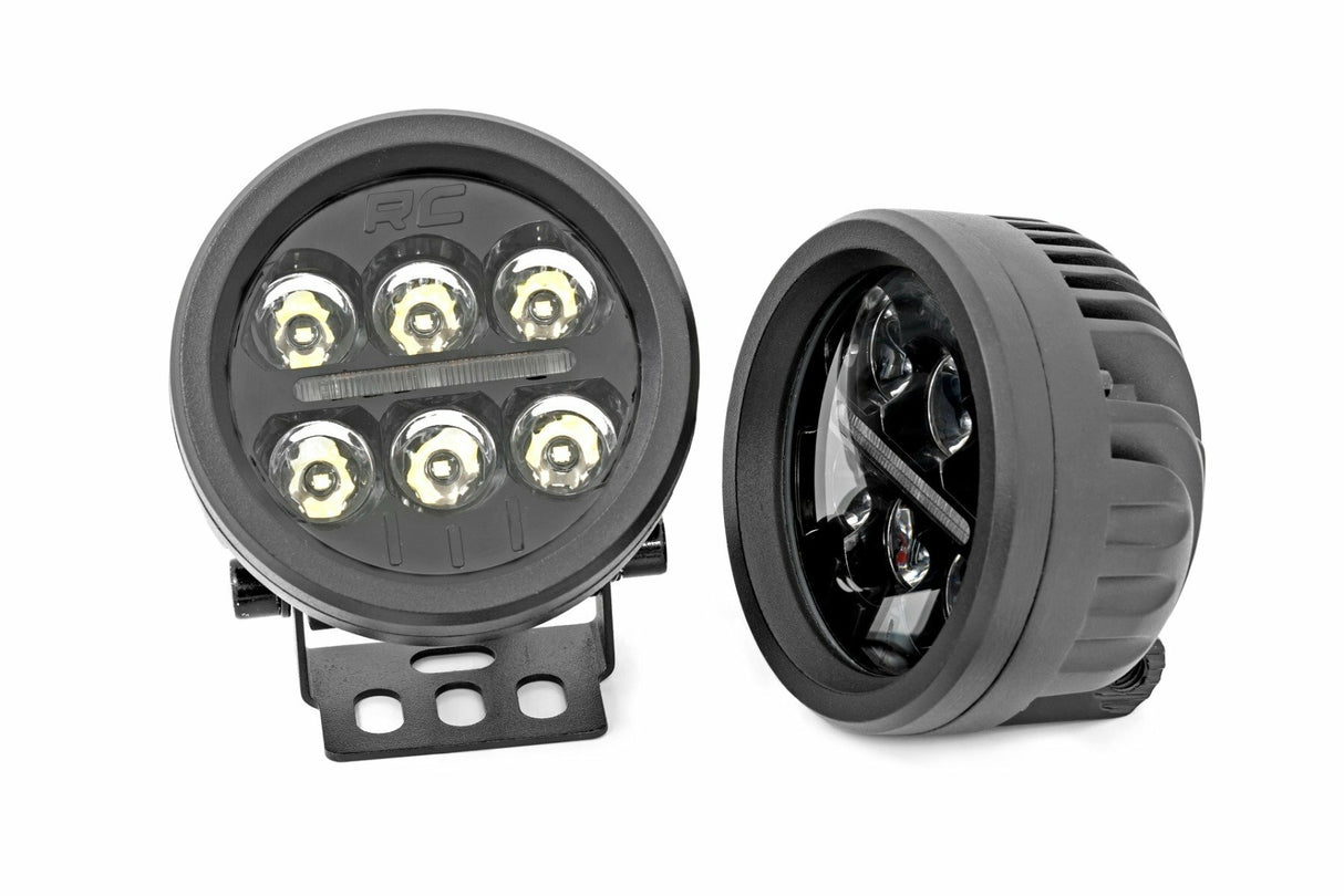 Black Series Round LED Light Pair; 3.5 Inch; Amber DRL 70900