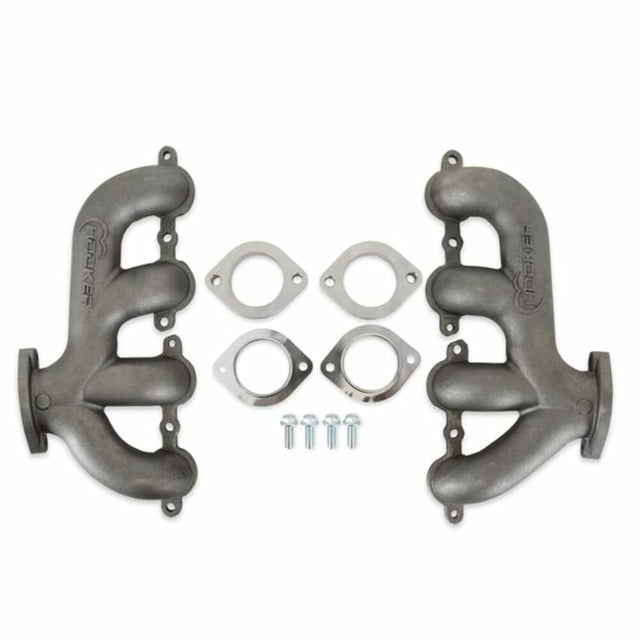 Hooker BlackHeart LS Swap Exhaust Manifolds-Rear Dump-Natural Cast - 8505HKR