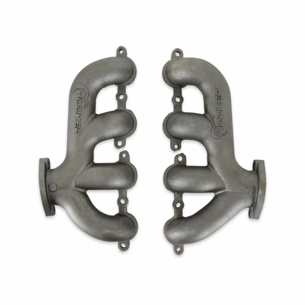 Hooker BlackHeart LS Swap Exhaust Manifolds-Rear Dump-Natural Cast - 8505HKR