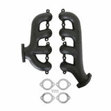 Hooker BlackHeart LS Swap Exhaust Manifolds-Rear Dump SBC Exit-Black - 8506-3HKR for Chevy