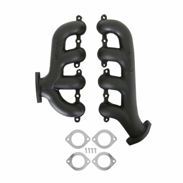 Hooker BlackHeart LS Swap Exhaust Manifolds-Rear Dump SBC Exit-Black - 8506-3HKR for Chevy