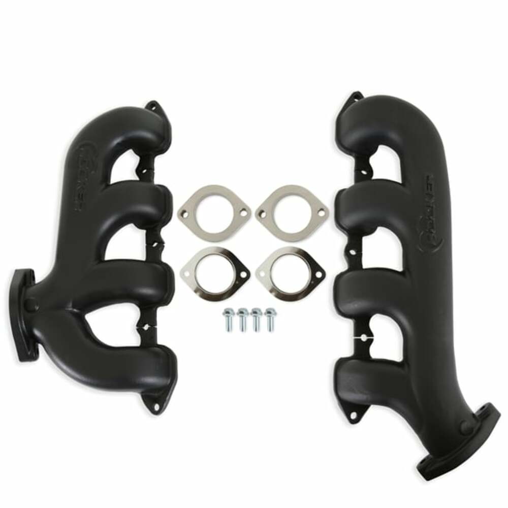 Hooker BlackHeart LT Swap Exhaust Manifolds-Rear Dump SBC Exit-Black for Chevy BHS5198